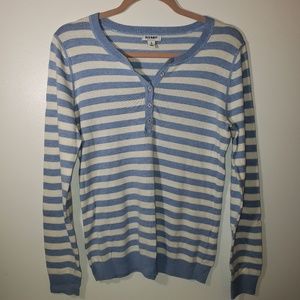 Lightweight 1/4 button down striped sweater!